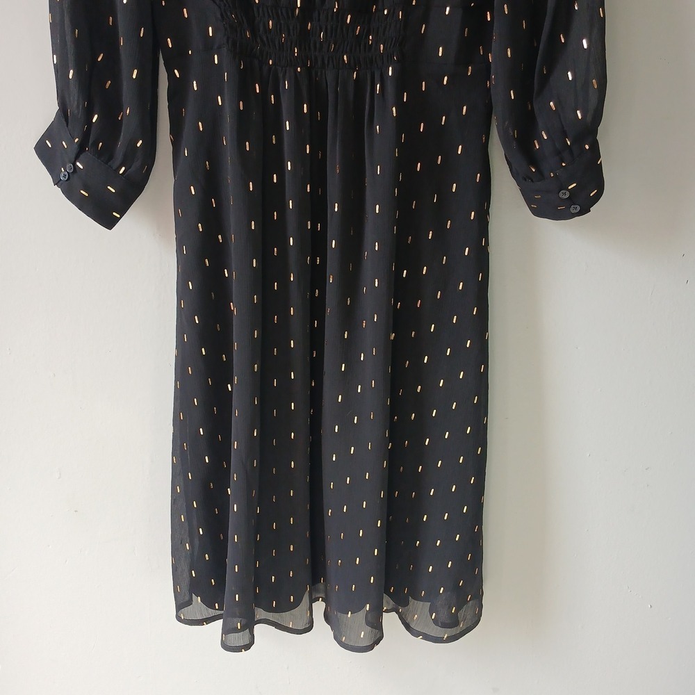Banana Republic Women's Size XS Black Gold Metallic Blouson Dress Lined NWT!!! - Picture 14 of 16